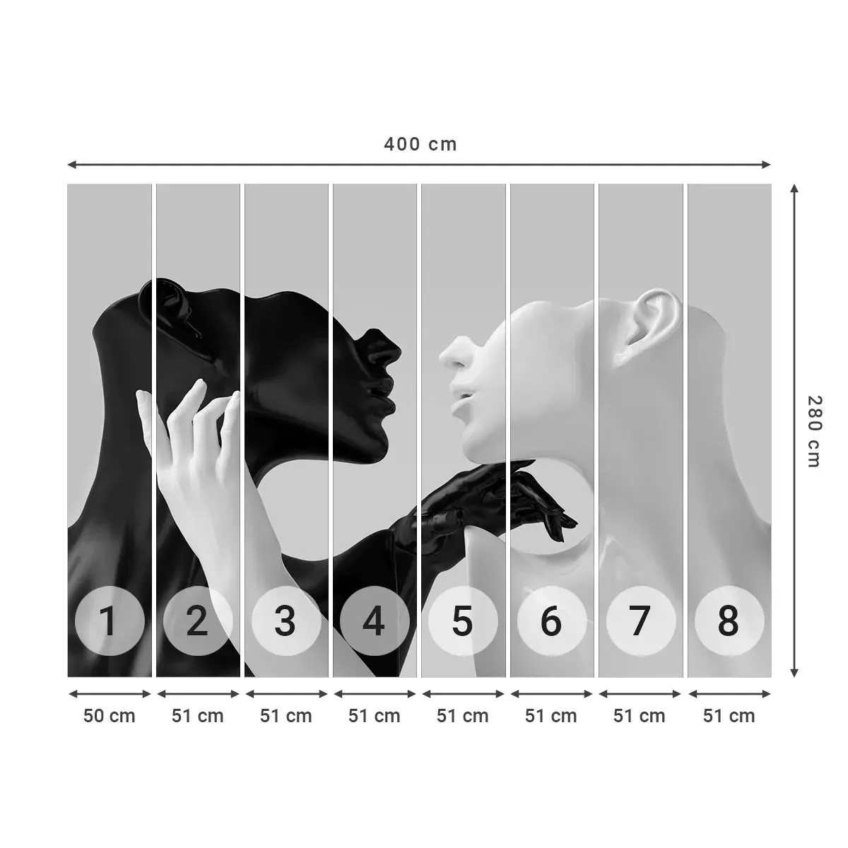 Selbstklebende Fototapete Deluxe Sticker - Anziehung - Begierde - Abstraktion, Mannequin, Statue - 400x280 cm