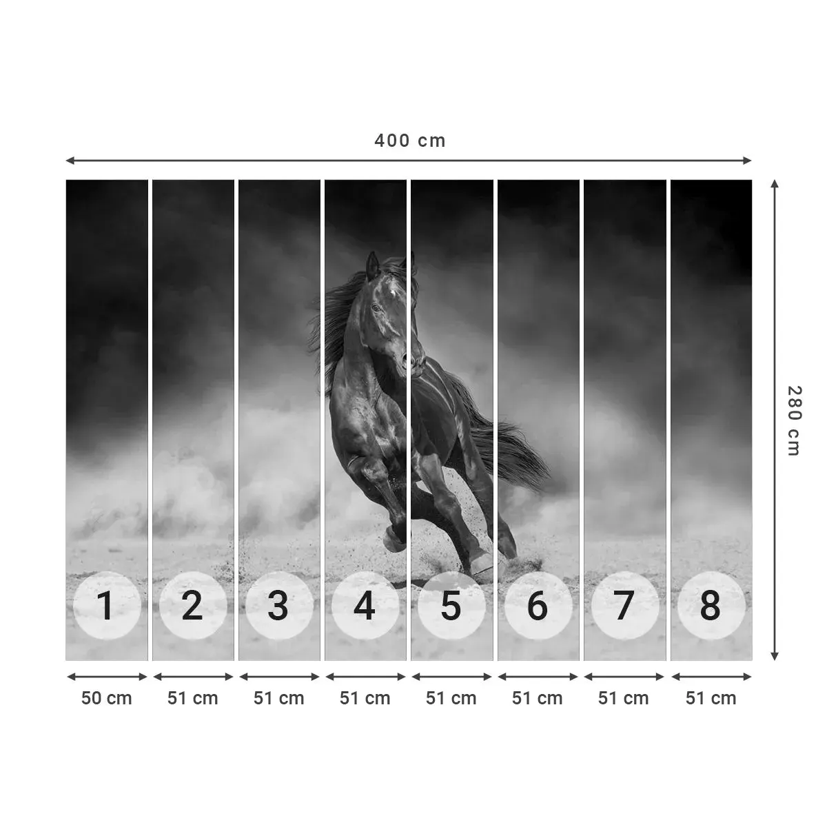 Papel de Parede Autocolante Deluxe Sticker - Digno do próprio emir - Cavalo, Animais, Natureza - 400x280 cm