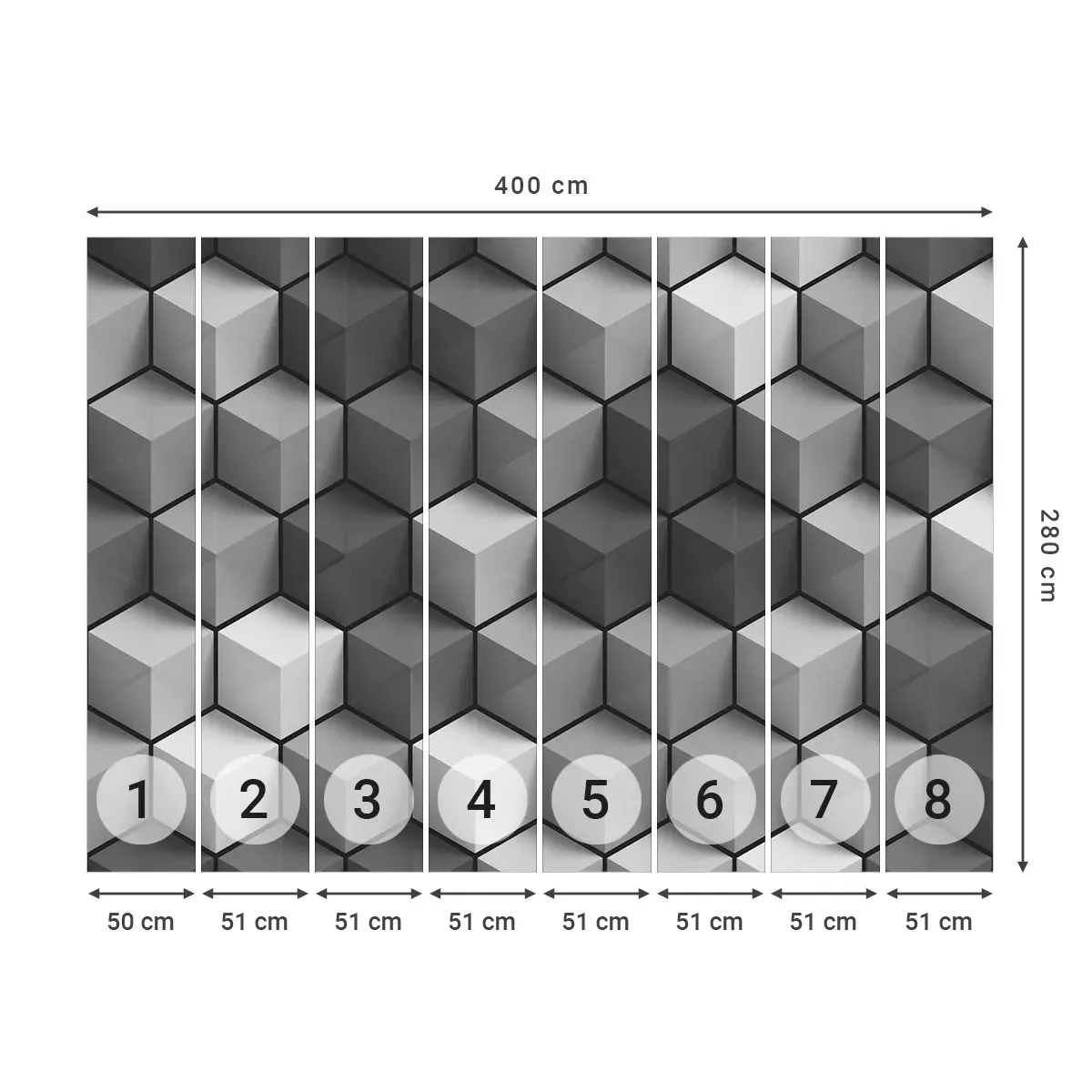 Selbstklebende Fototapete Deluxe Sticker - Kubistisches Puzzle - 3D, Würfel, Modern - 400x280 cm