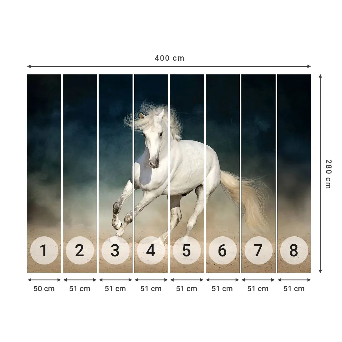 Selbstklebende Fototapete Deluxe Sticker - Freiheit in ihrem reinen Zustand - Pferd, Tier, Weiß - 400x280 cm