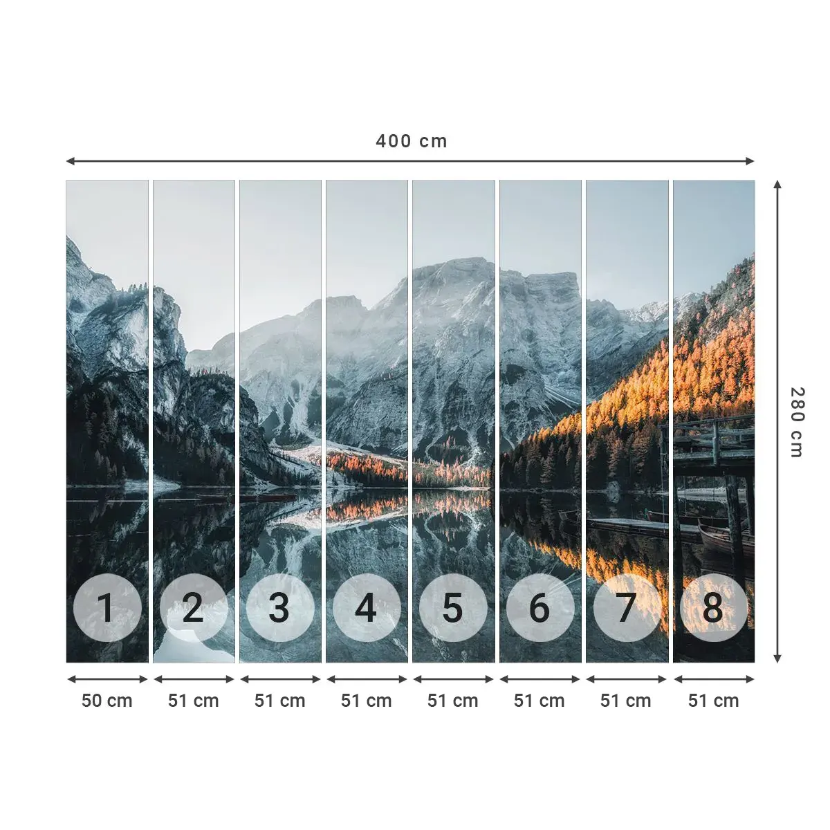 Selbstklebende Fototapete Deluxe Sticker - Spiegellandschaft - Landschaft, Berge, See - 400x280 cm