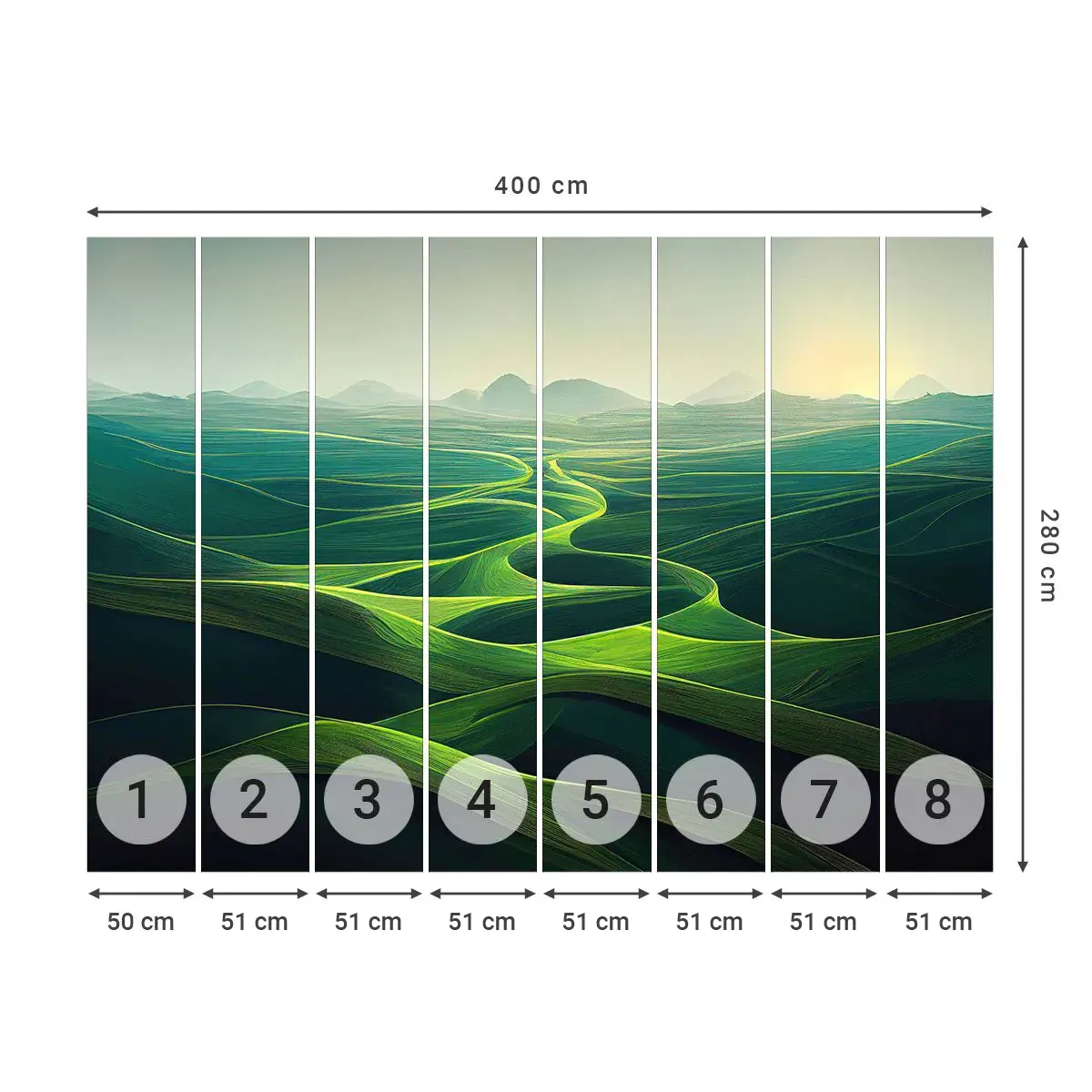 Fototapeta Samolepicí Deluxe Sticker - V zelených údolích - Krajina, Louka, údolí - 400x280 cm