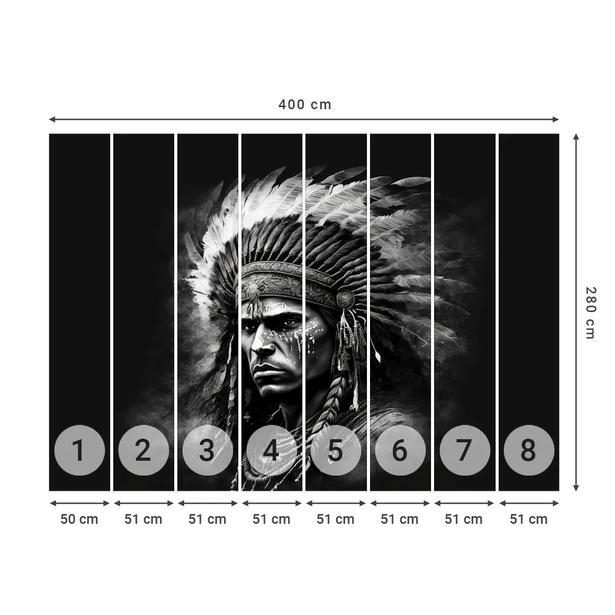 Selbstklebende Fototapete Deluxe Sticker - Anführer und Krieger - indisch, Stämme, Ethnisch - 400x280 cm