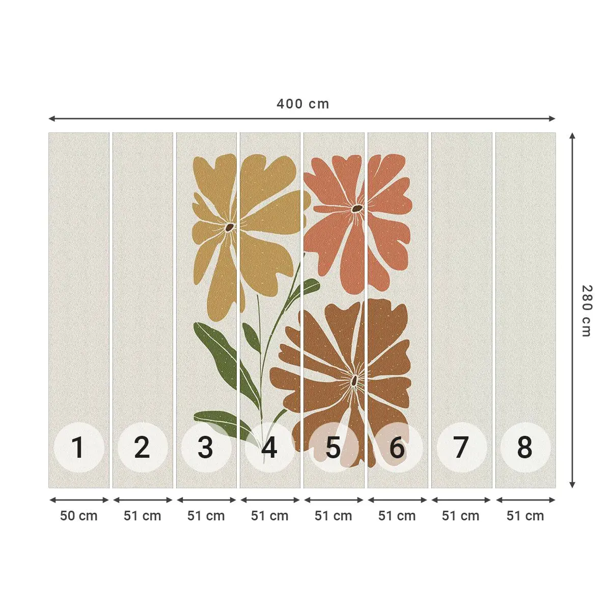 Selbstklebende Fototapete Deluxe Sticker - Natur und Geometrie - Boho, Blumen, Minimalismus - 400x280 cm