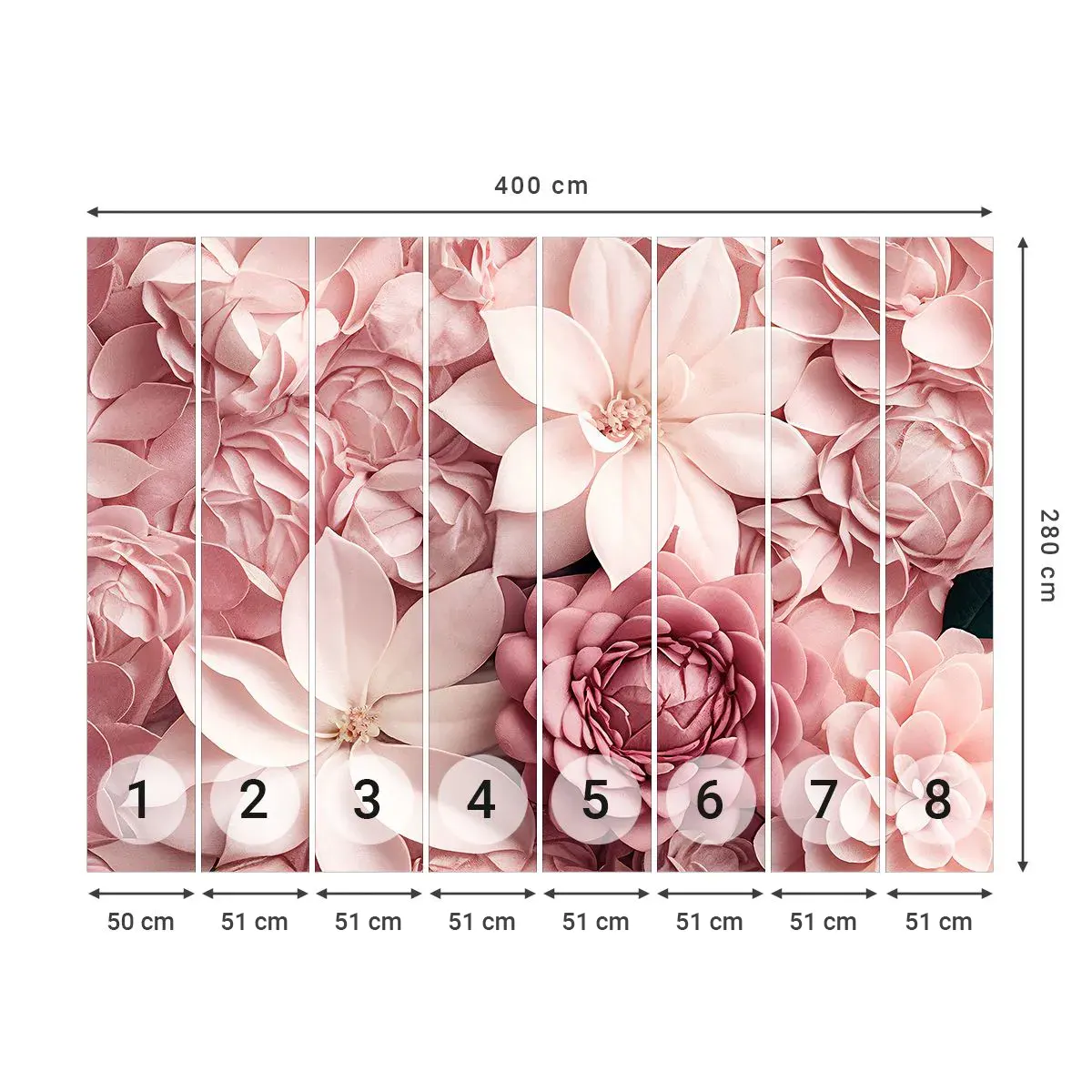 Tapet Autoadeziv Deluxe Sticker - În petale roz - Flori, Pastel, Luminos - 400x280 cm