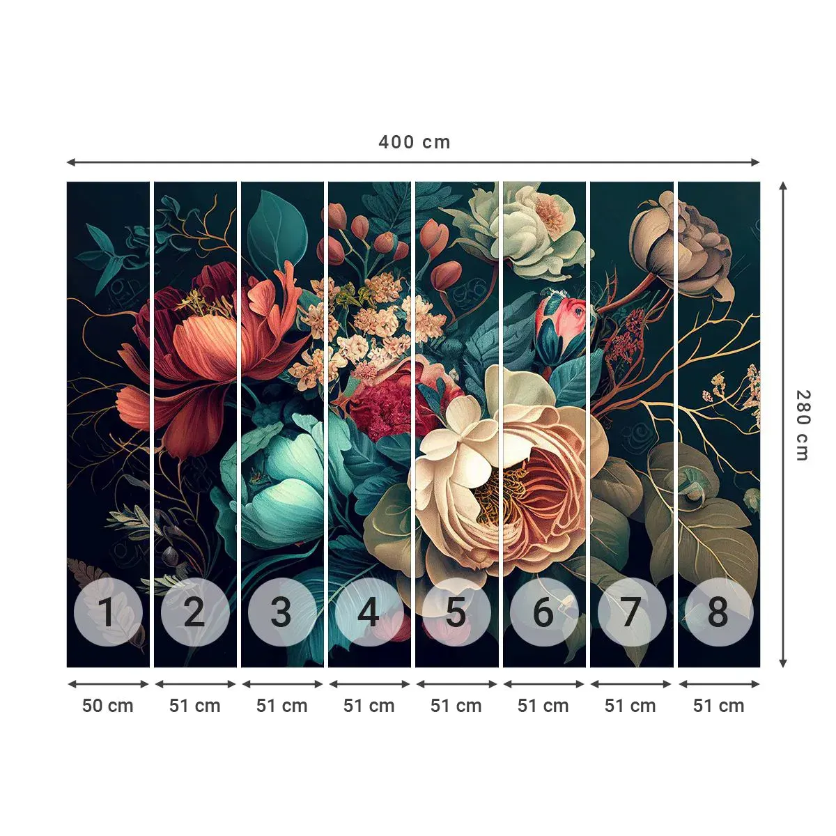 Zelfklevend Fotobehang Deluxe Sticker - 19e-eeuwse charme - Bloemen, Armoedig chic, Klassiek - 400x280 cm