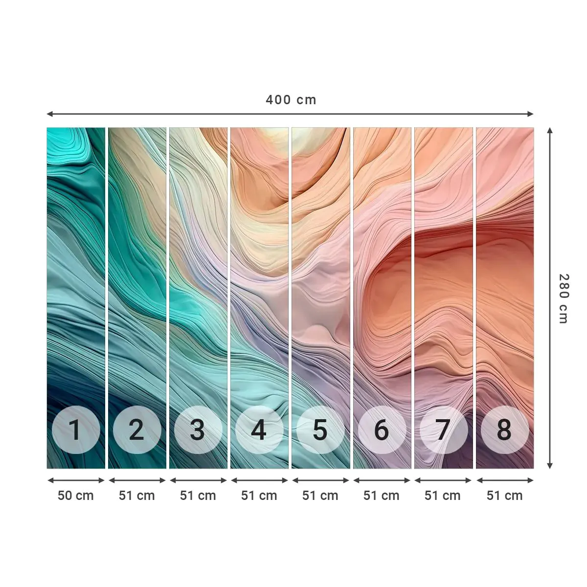 Self-Adhesive Photo Wallpaper Deluxe Sticker - Rainbow Wave - Pastels, Abstraction, Texture - 400x280 cm