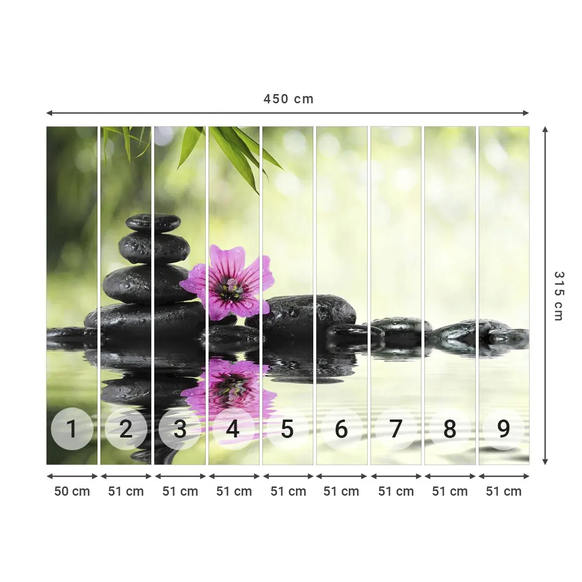 Fotomural Autadhesivo Deluxe Sticker - Tiempo para el alma - Flor, Cultura, Bambú - 450x315 cm