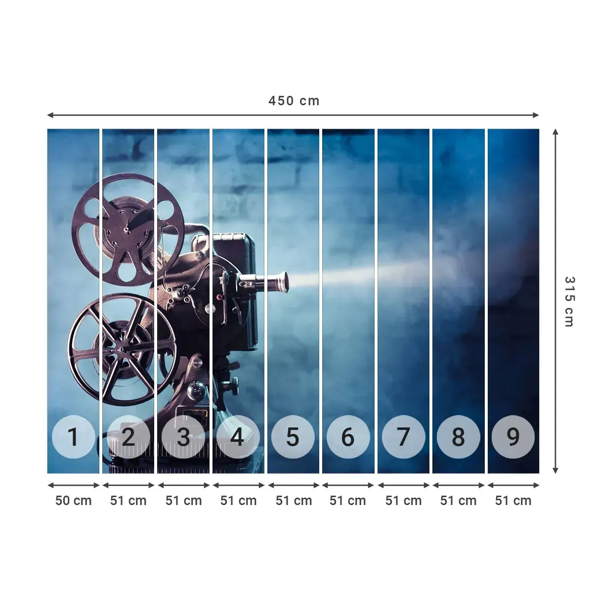 Self-Adhesive Photo Wallpaper Deluxe Sticker - Once Upon a Time at the Cinema - Movie Projector, Vintage, Camera - 450x315 cm