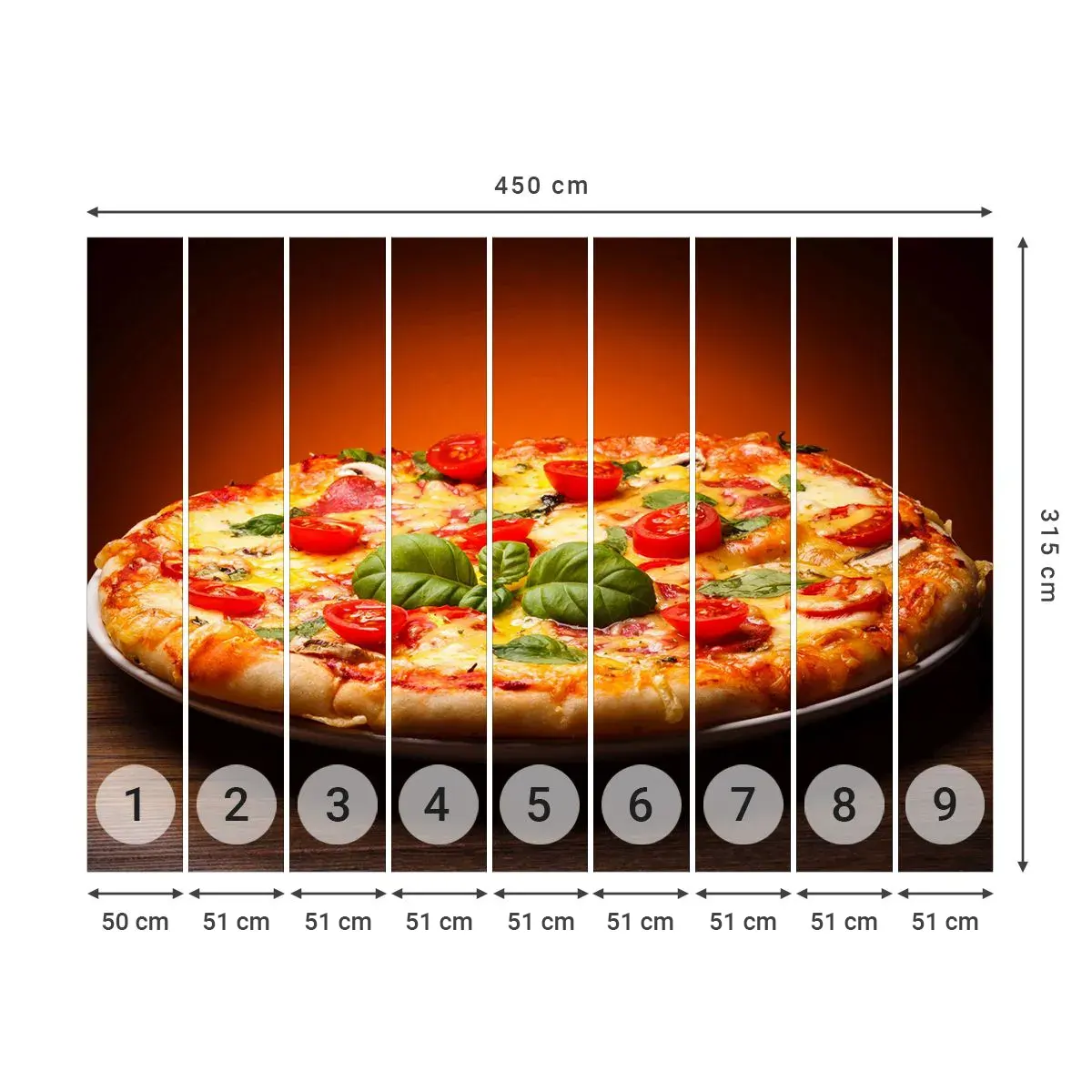 Zelfklevend Fotobehang Deluxe Sticker - Mama Mia! - Gastronomie, Pizza, Italië - 450x315 cm