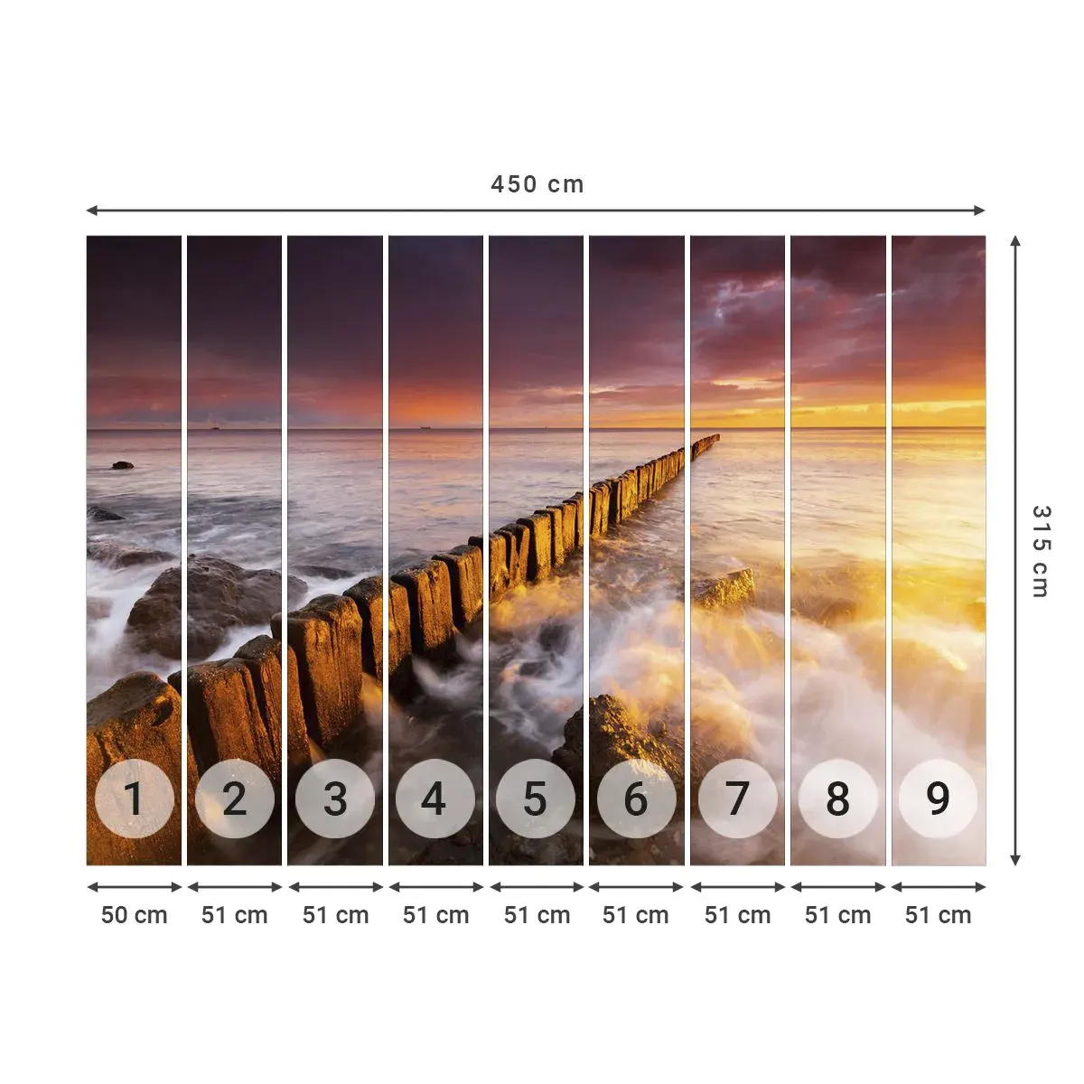 Self-Adhesive Photo Wallpaper Deluxe Sticker - Gentleness of Waves - Landscape, Sunset, Baltic Sea - 450x315 cm