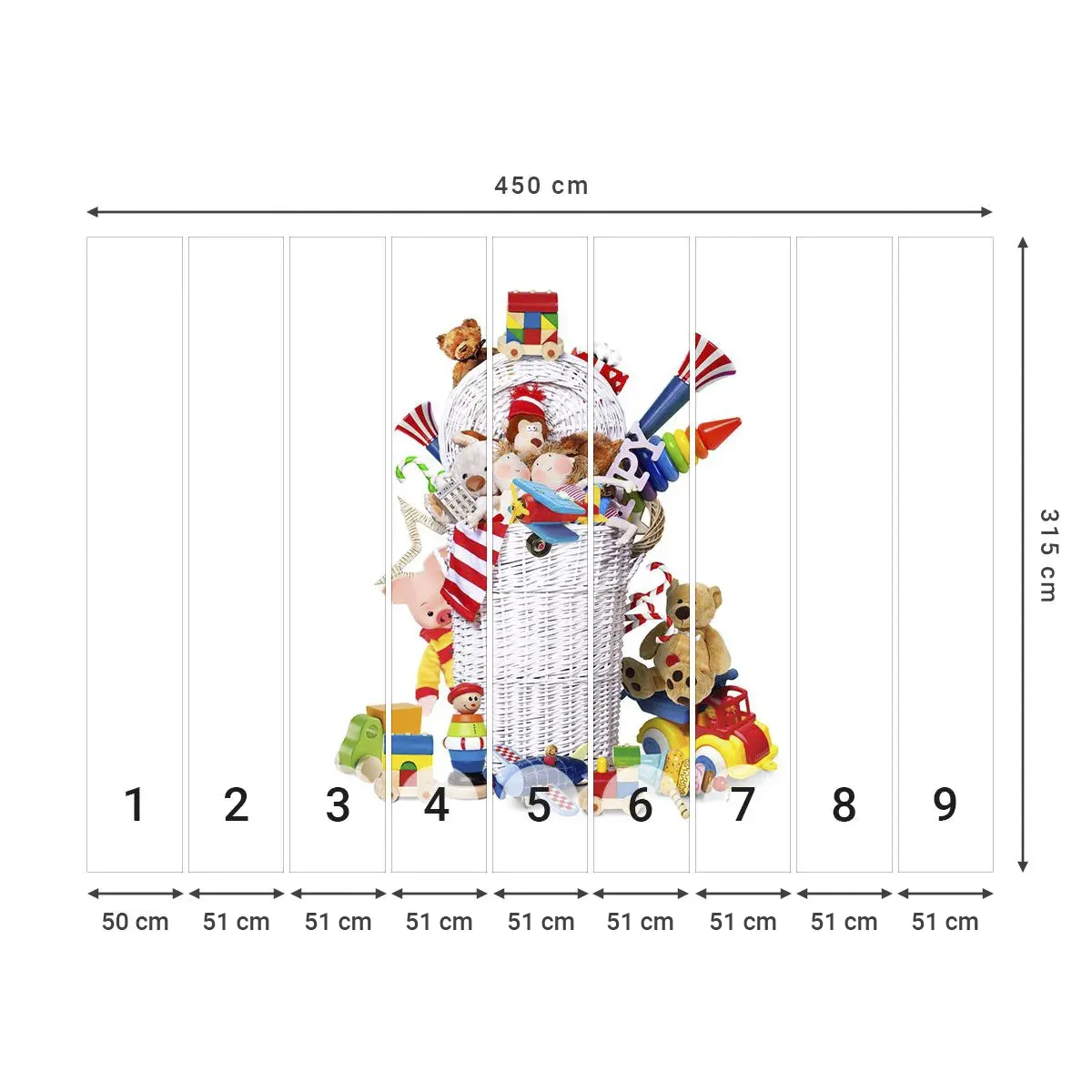 Papel de Parede Autocolante Deluxe Sticker - Tesouros das crianças - Brinquedos, Para crianças, Quarto infantil - 450x315 cm