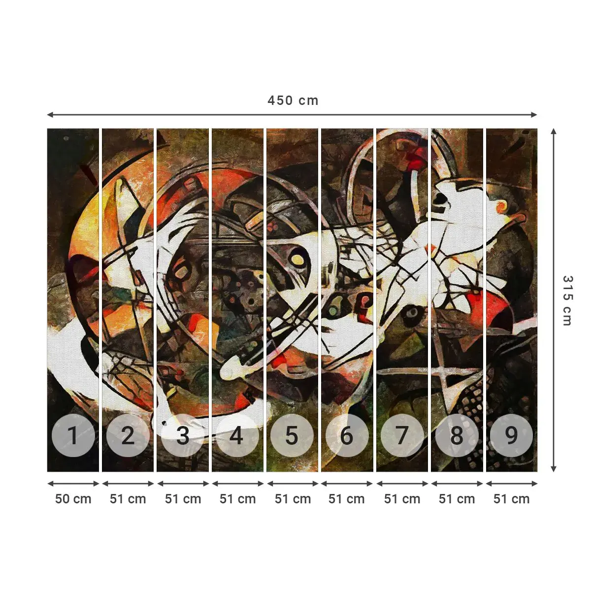 Fotomural Autadhesivo Deluxe Sticker - ¿Oyes el movimiento? - Abstracción, Cubismo, Pedazo - 450x315 cm