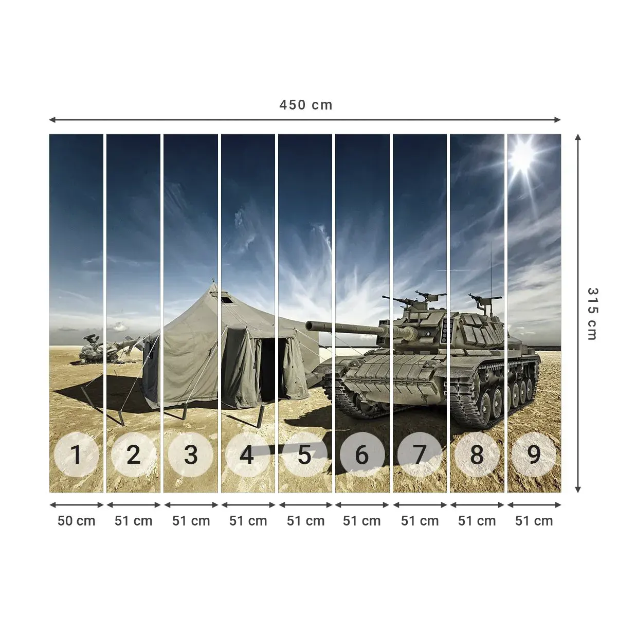 Selbstklebende Fototapete Deluxe Sticker - Ein militärischer Traum - Militär, Armee, Panzer - 450x315 cm