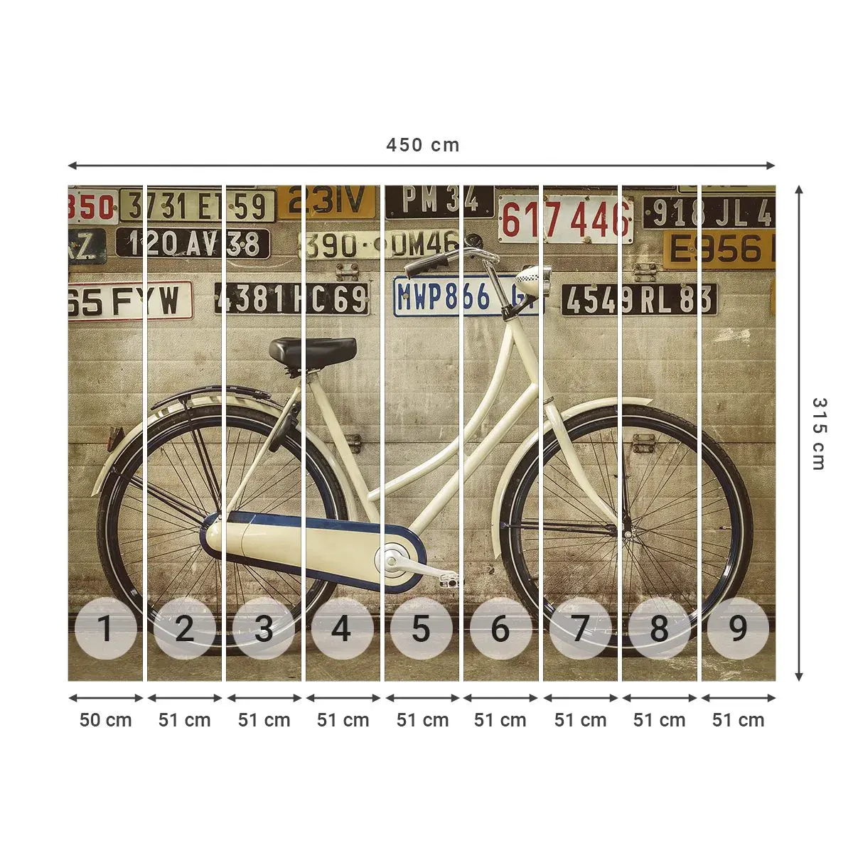 Tapet Autoadeziv Deluxe Sticker - Fără complexe - mural, Bicicleta, Farfurii - 450x315 cm