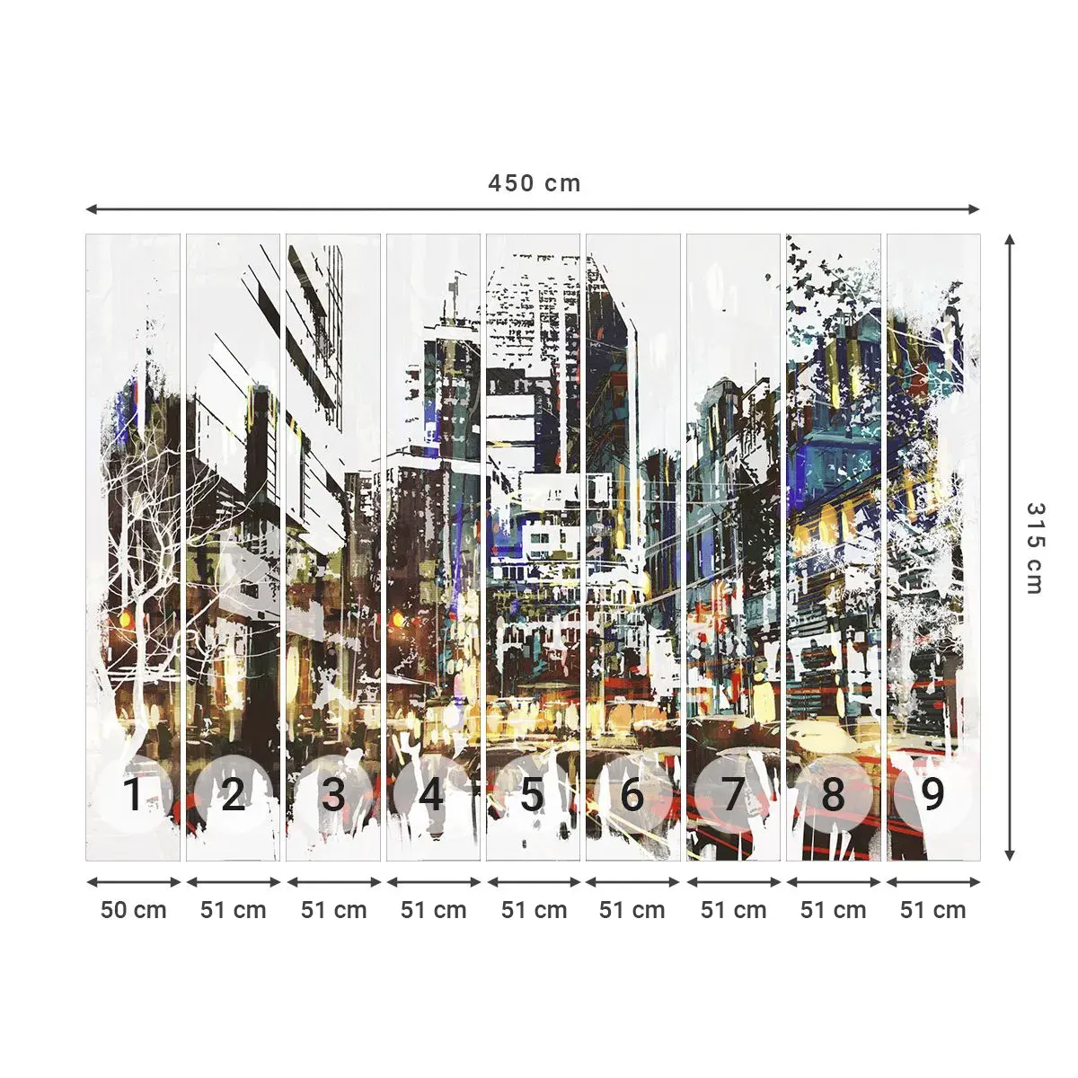 Fototapeta Samoprzylepna Deluxe Sticker - Miasto migotliwe - Miasto, Architektura, Grafika - 450x315 cm