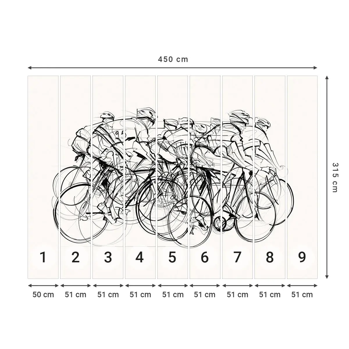 Self-Adhesive Photo Wallpaper Deluxe Sticker - Together as a Team - Graphics, Bicycle, Sport - 450x315 cm