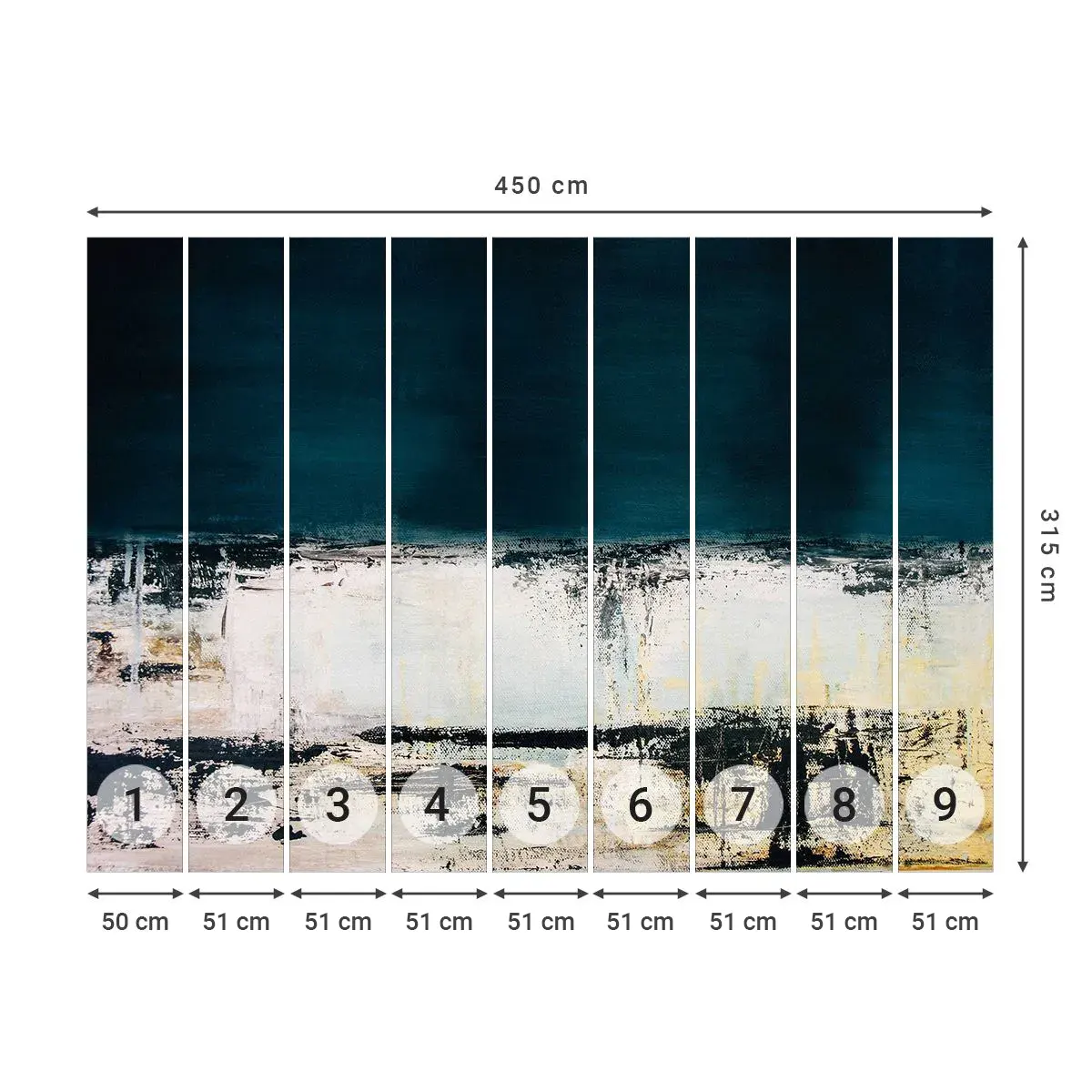 Self-Adhesive Photo Wallpaper Deluxe Sticker - Horizontal Compostion - Abstraction, Piece, Painting - 450x315 cm