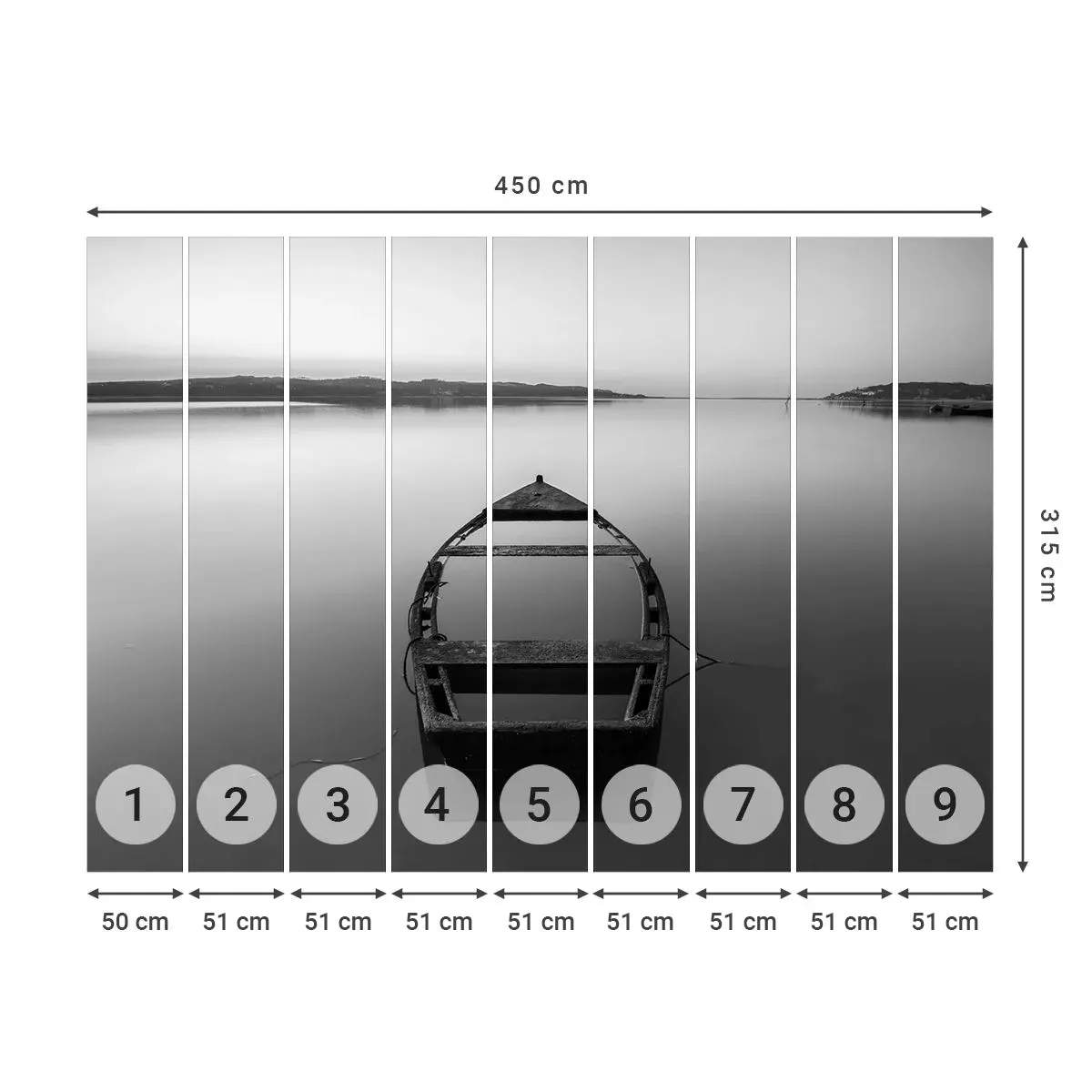 Fototapeta Samolepicí Deluxe Sticker - Stesk a melancholie - Krajina, jezero, Loď - 450x315 cm