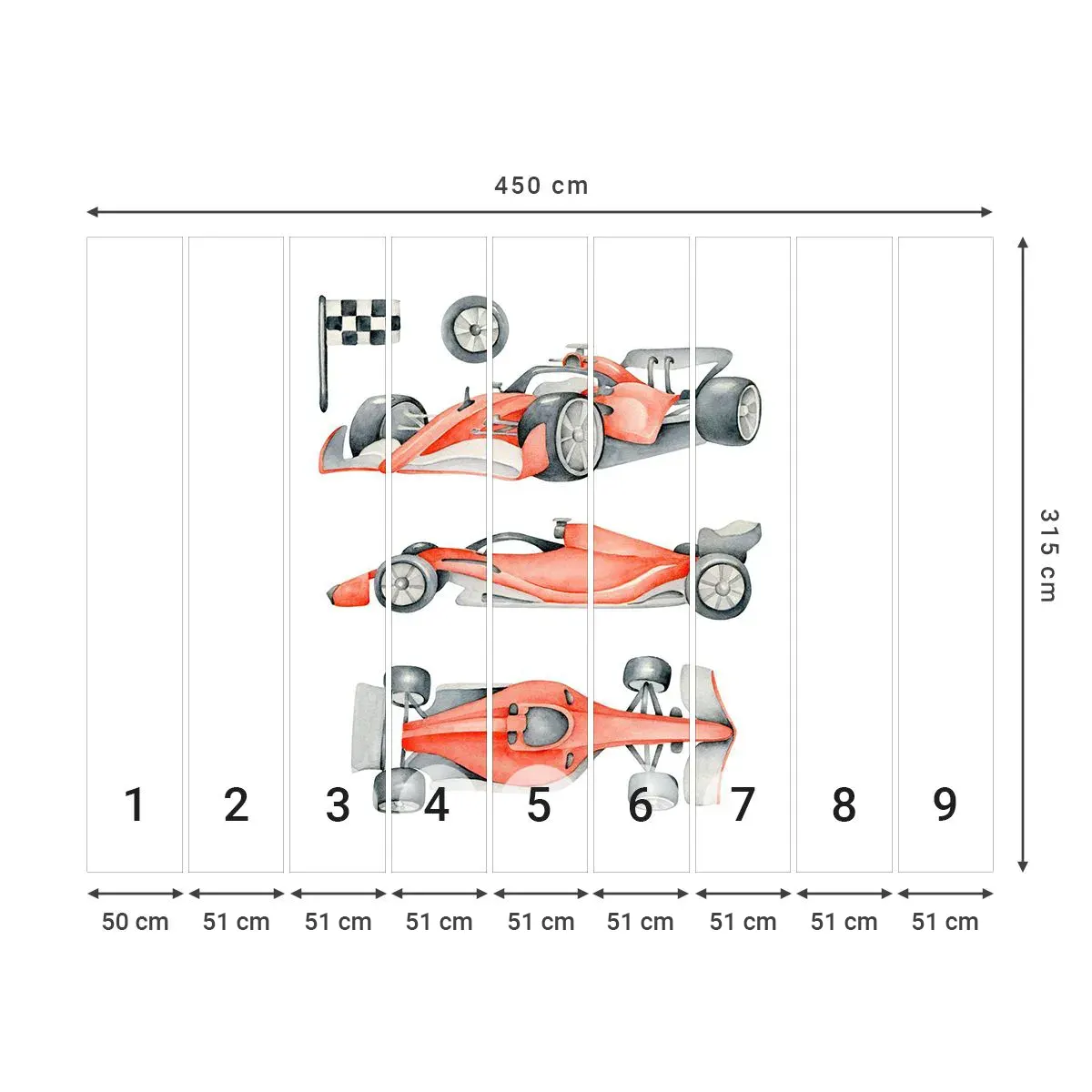 Selbstklebende Fototapete Deluxe Sticker - Dem Traum folgen - Rennautos, Autos, Kinder - 450x315 cm