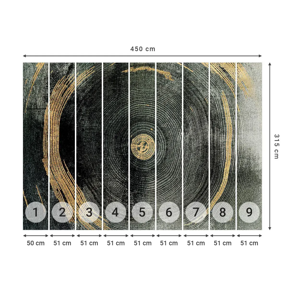 Selbstklebende Fototapete Deluxe Sticker - Veränderung und Beständigkeit - Dunkel, Holz, Art Deco - 450x315 cm