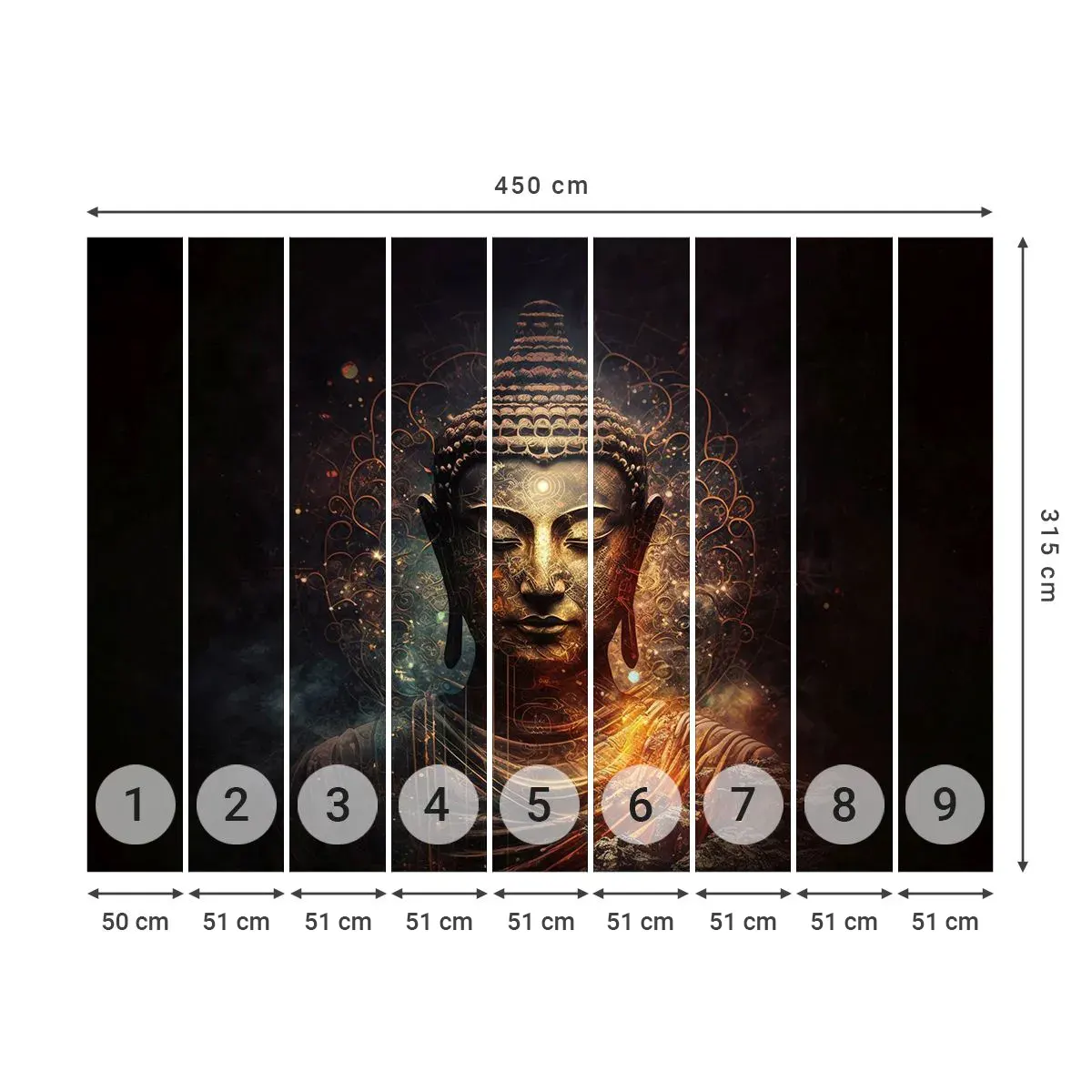 Fotomural Autadhesivo Deluxe Sticker - Equilibrio espiritual - Buda, Meditación, Religión - 450x315 cm