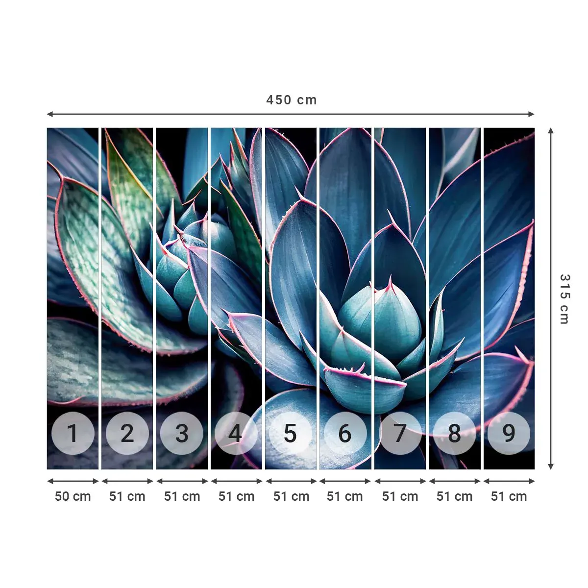 Papier Peint Autocollant Deluxe Sticker - Force vital - Fleurs, Botanique, Plantes succulentes - 450x315 cm