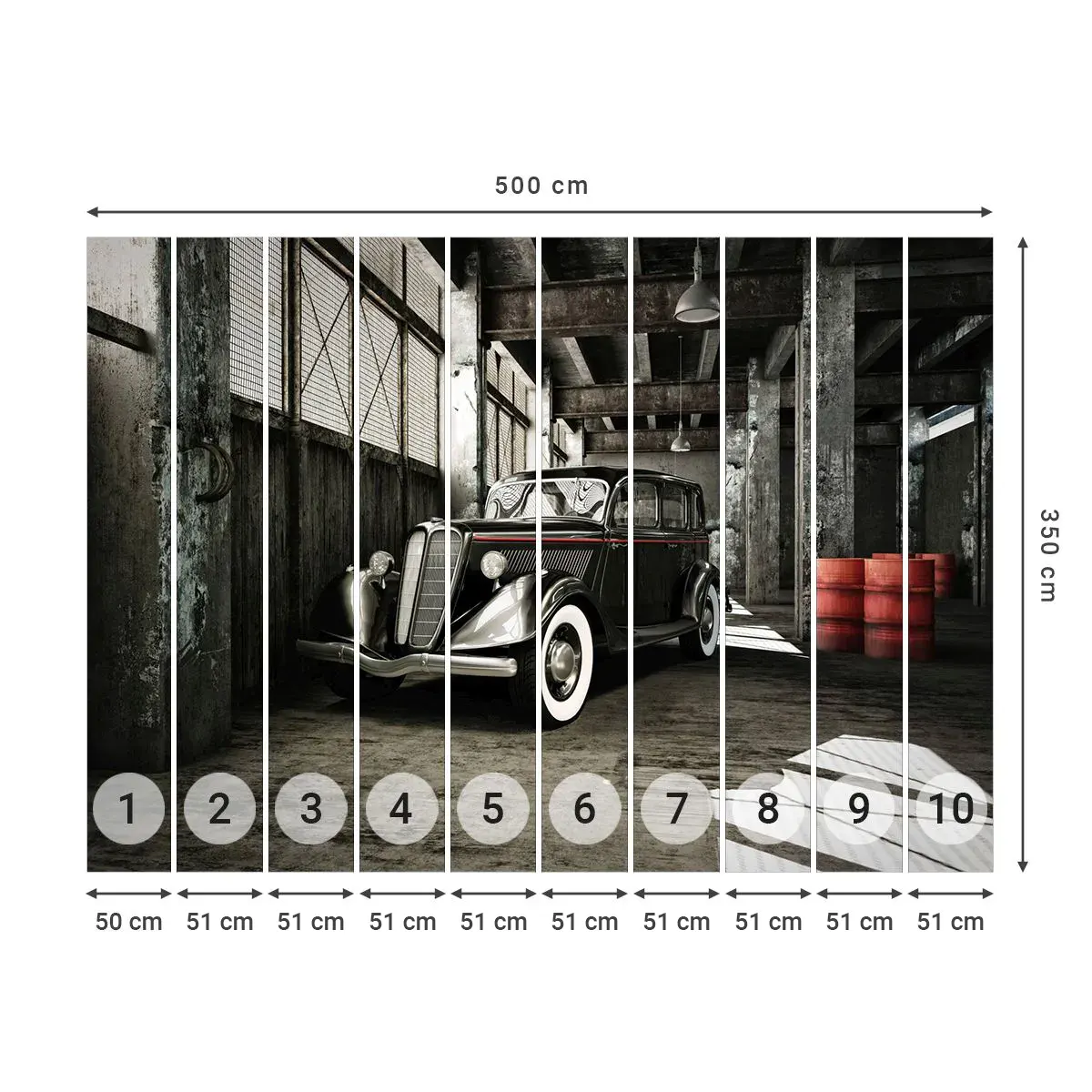 Papel de Parede Autocolante Deluxe Sticker - A elegância duradoura dos anos 30. - Automotivo, Carro retrô, Armazém de Fábrica - 500x350 cm