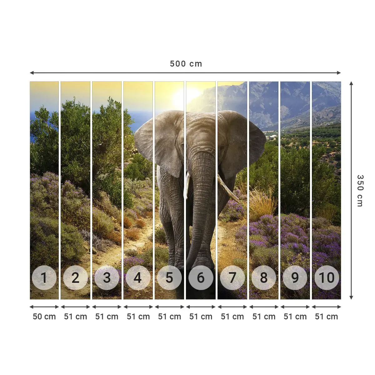 Fototapeta Samoprzylepna Deluxe Sticker - Tak wyglądał Eden - Zwierzęta, Słoń, Safari - 500x350 cm