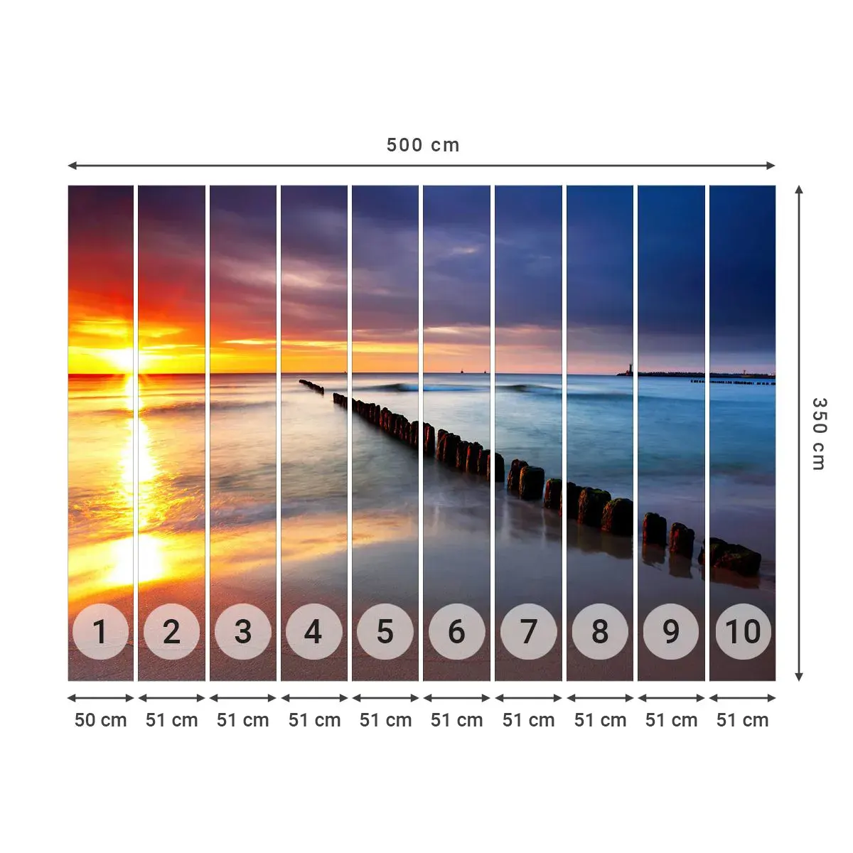 Fotomural Autadhesivo Deluxe Sticker - Escuchar el silencio - Paisaje, Atardecer, Playa - 500x350 cm