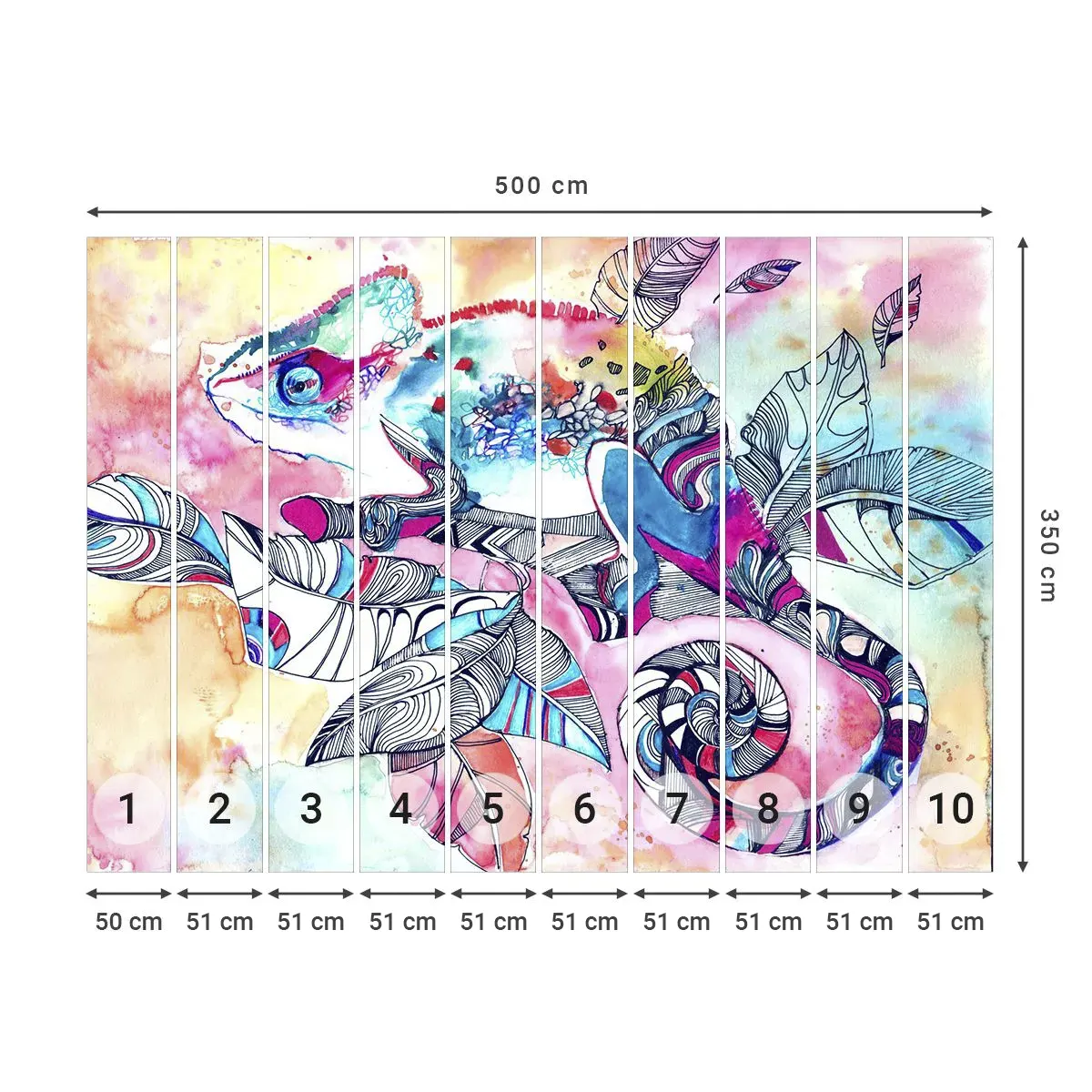 Tapet Autoadeziv Deluxe Sticker - Colorat ca și lumea noastră - Cameleon, Abstracția, Natură - 500x350 cm