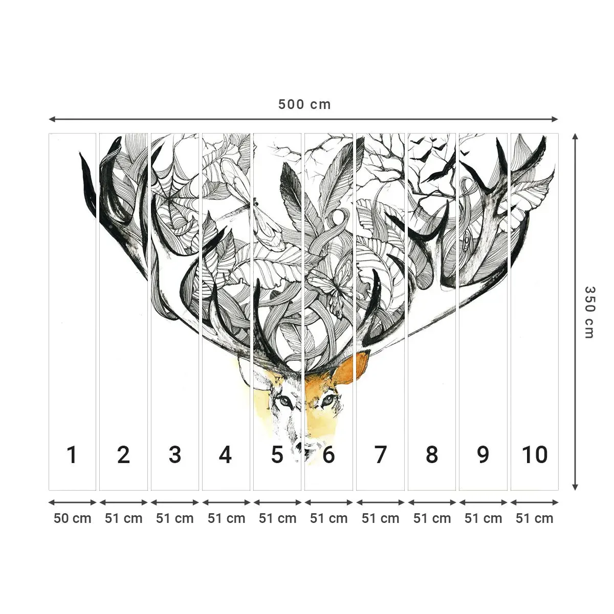 Fototapeta Samolepicí Deluxe Sticker - Rohy hojnosti - Abstrakce, Jelen, Grafika - 500x350 cm