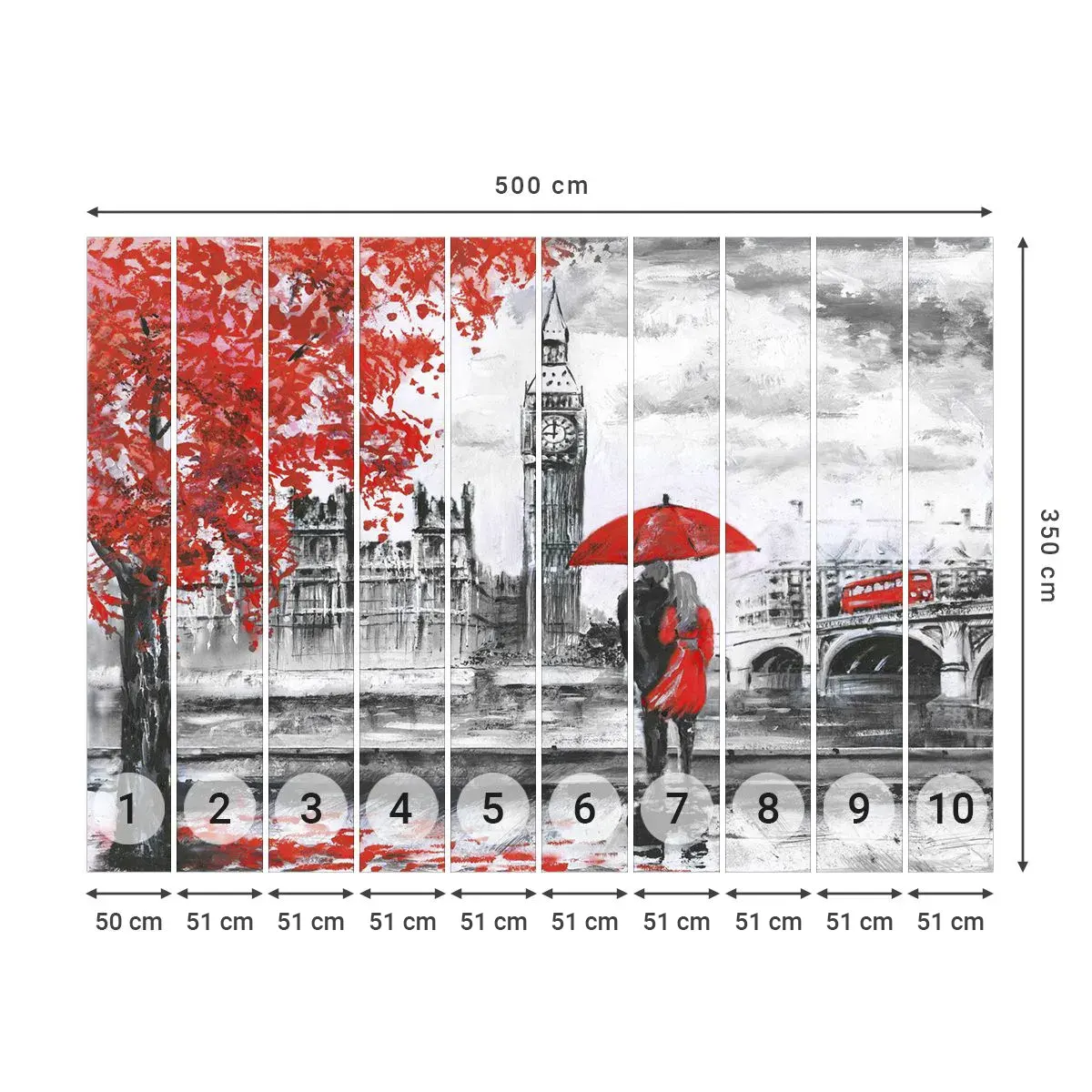 Fotomural Autadhesivo Deluxe Sticker - Londres enamora - Ciudad, Londres, Pareja enamorada - 500x350 cm