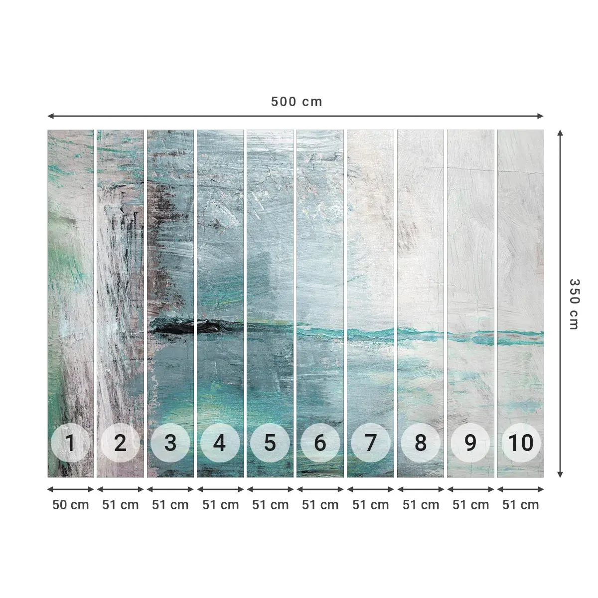 Papel de Parede Autocolante Deluxe Sticker - Horizontalmente em azul - Abstração, Pedaço, Padrão Moderno - 500x350 cm