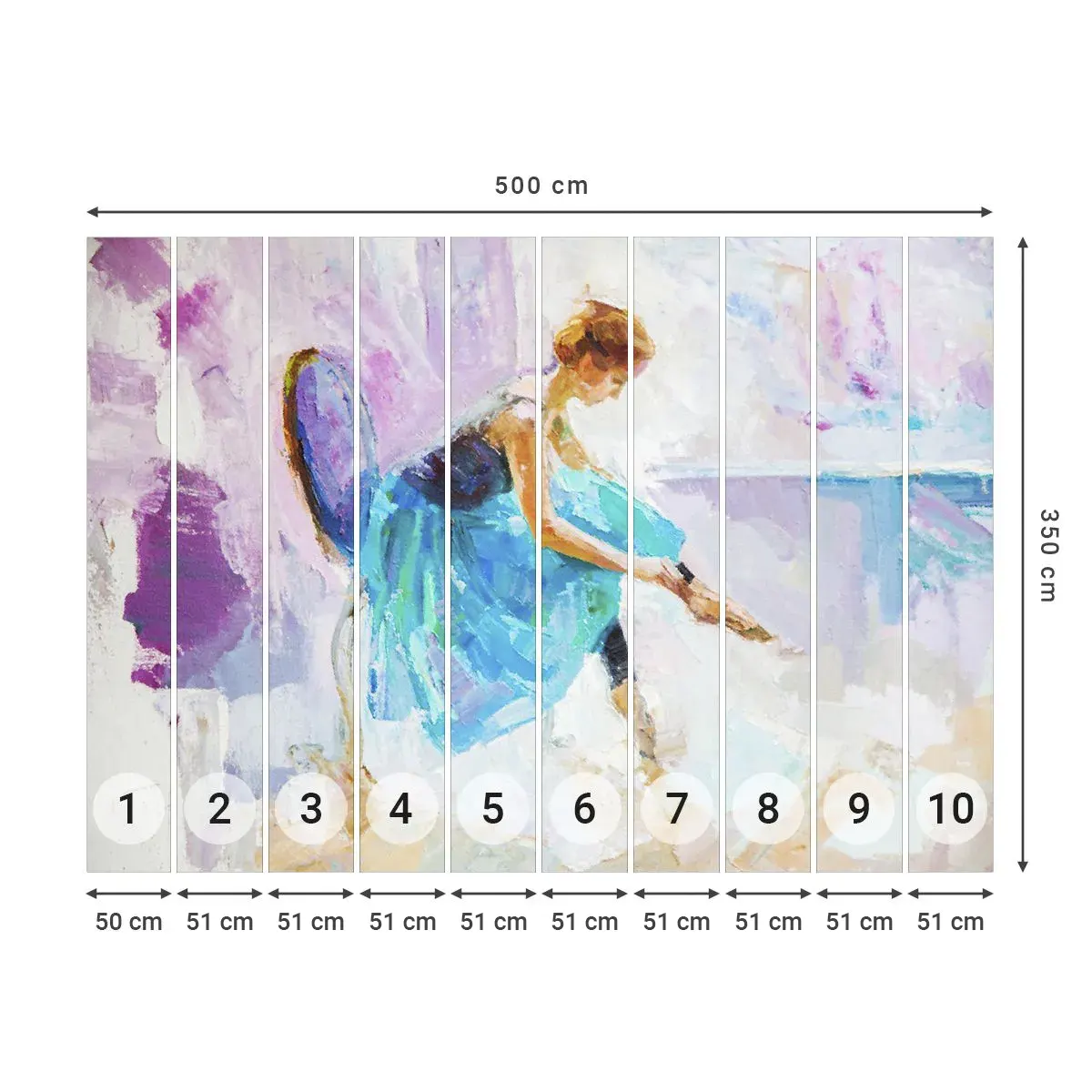 Selbstklebende Fototapete Deluxe Sticker - Unbeschreibliche Anmut, subtiler Charme - Ballerina, Tanzen, Ballett - 500x350 cm