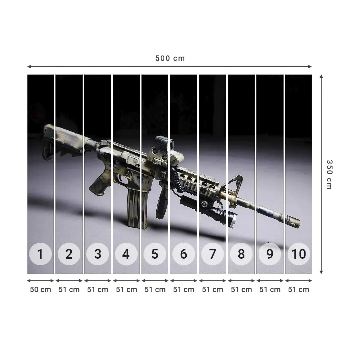 Zelfklevend Fotobehang Deluxe Sticker - Altijd dreigend - Leger, Geweer, Wapen - 500x350 cm