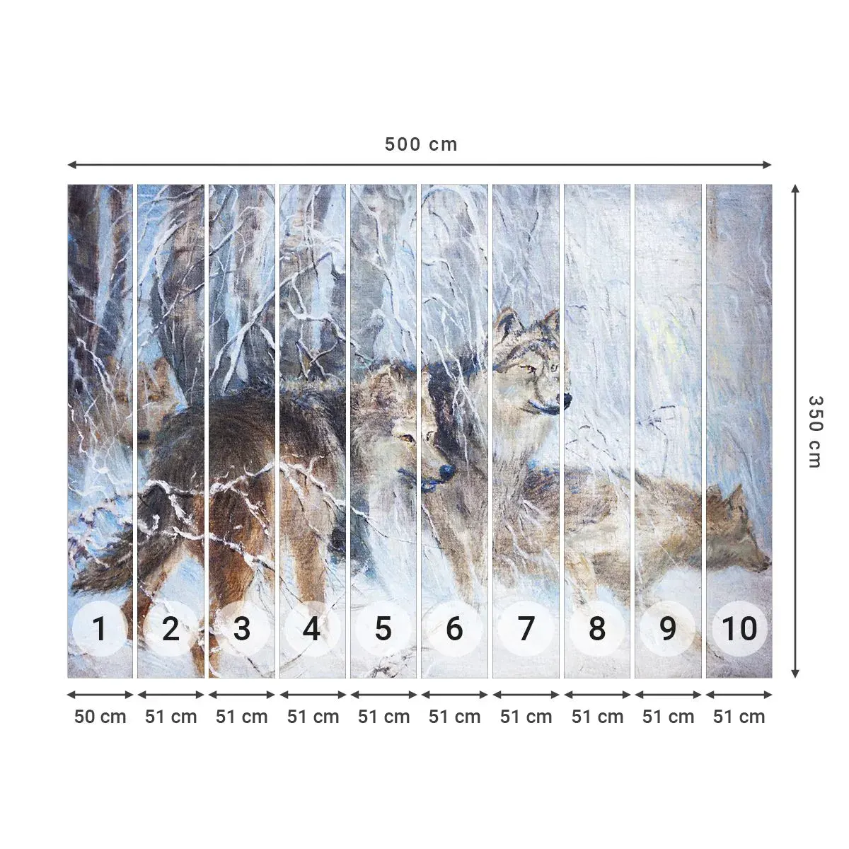 Self-Adhesive Photo Wallpaper Deluxe Sticker - Watch out! It Is Coming - Animals, Wolves, Forest - 500x350 cm