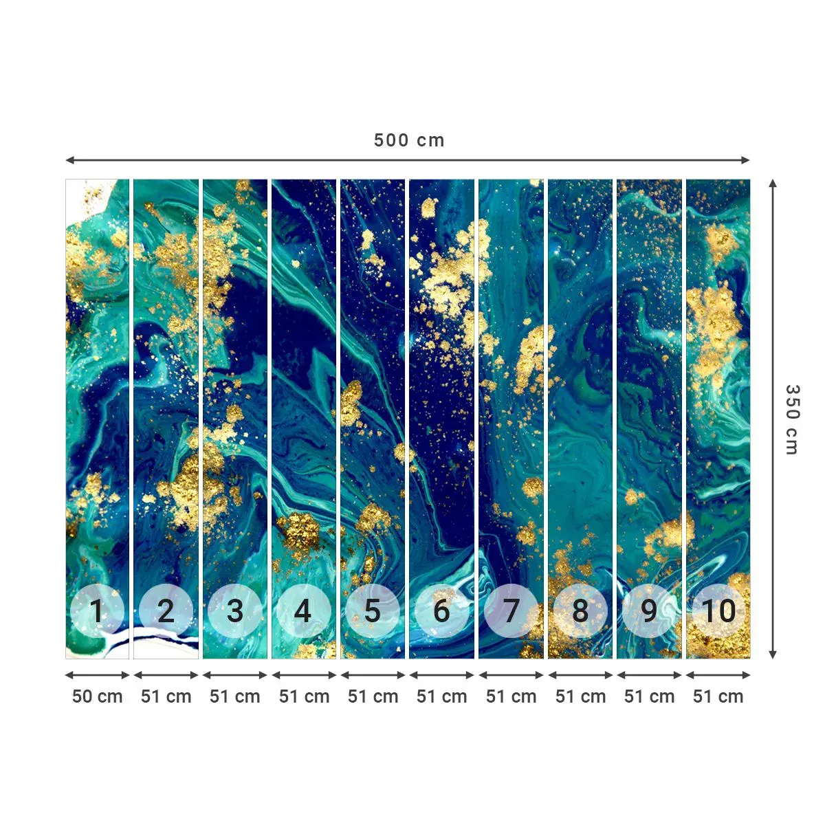 Selbstklebende Fototapete Deluxe Sticker - Die Blütenblätter der Sonne - Abstraktion, Stück, Grafik - 500x350 cm