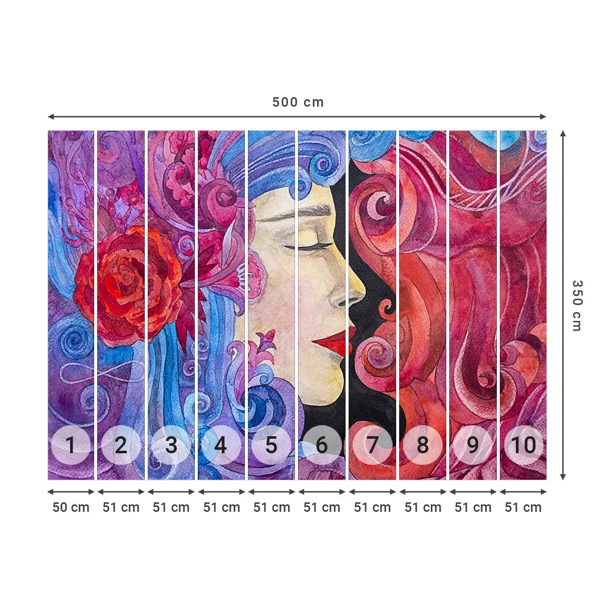 Tapet Autoadeziv Deluxe Sticker - Secesiunea mai trăiește - Femeie, Flori, Zeiţă - 500x350 cm