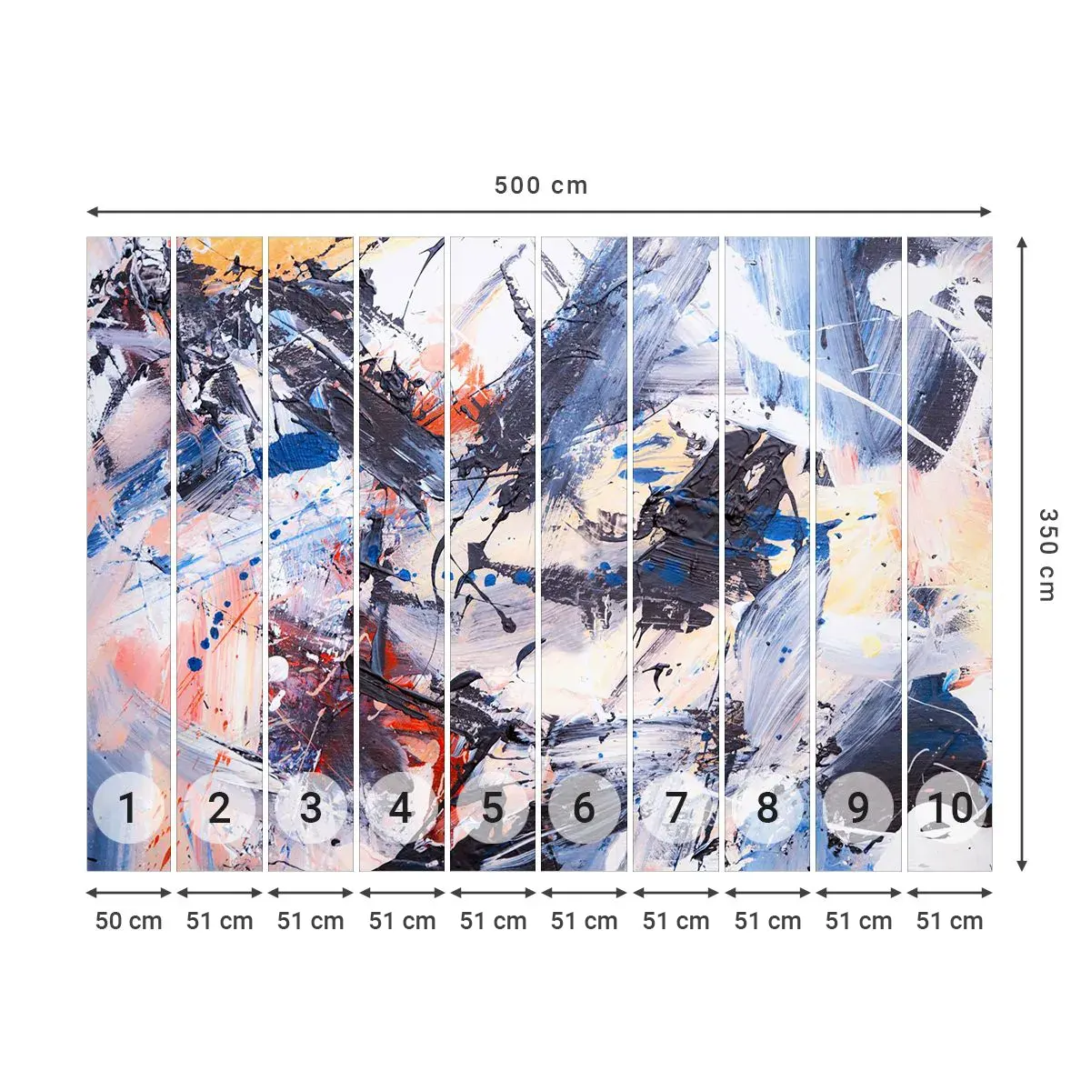 Papier Peint Autocollant Deluxe Sticker - La danse folle de l'abstrait - Abstraction, Morceau, Peinture - 500x350 cm