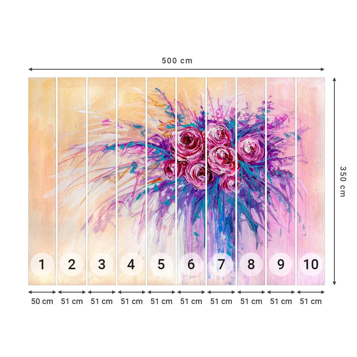 Fotomural Autadhesivo Deluxe Sticker - Fuente de rosas - flores, Ramo de flores, Rosa - 500x350 cm