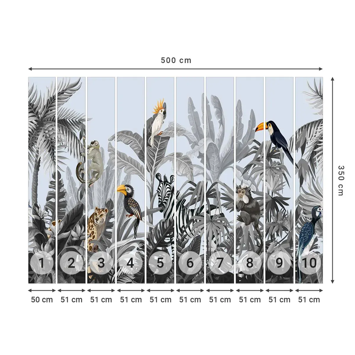 Papel de Parede Autocolante Deluxe Sticker - Conto de fadas africano - Abstração, Selva, Animais - 500x350 cm