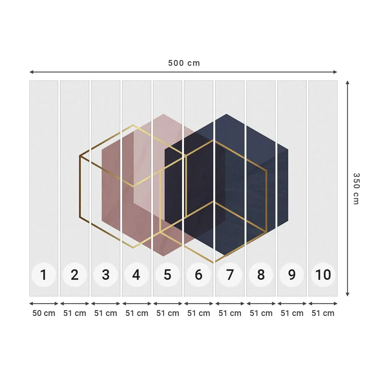 Öntapadós Fotótapéta Deluxe Sticker - Az egyszerűség ereje - Absztrakció, Darab, Hexagén - 500x350 cm