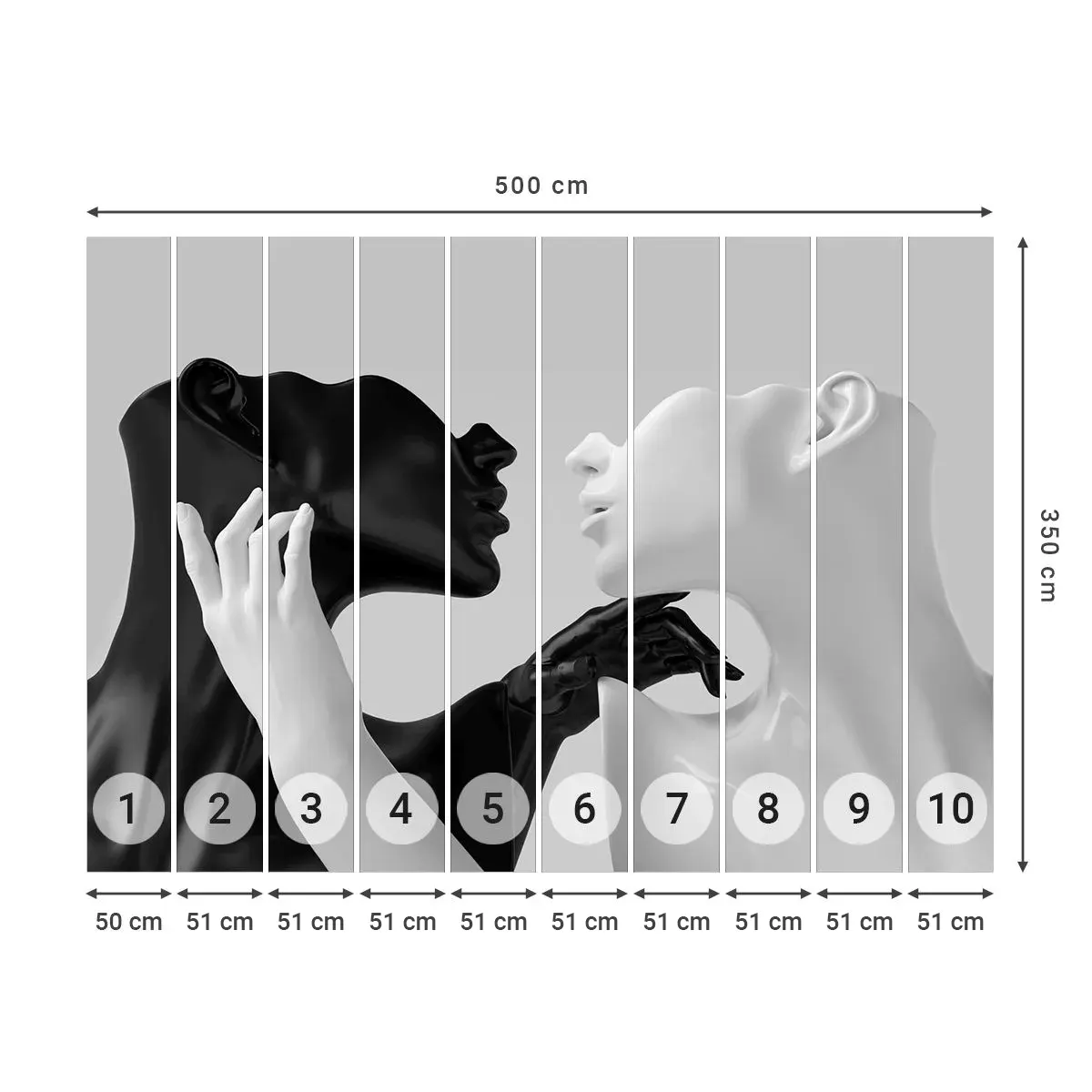 Selbstklebende Fototapete Deluxe Sticker - Anziehung - Begierde - Abstraktion, Mannequin, Statue - 500x350 cm