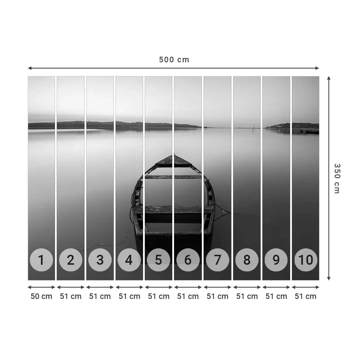 Zelfklevend Fotobehang Deluxe Sticker - Verlangen en melancholie - Landschap, Meer, Boot - 500x350 cm