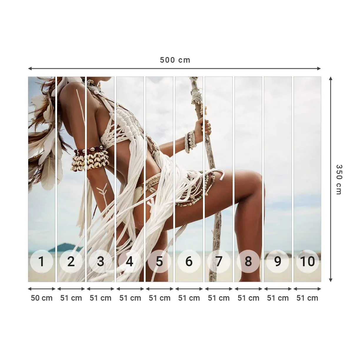 Selbstklebende Fototapete Deluxe Sticker - Eine Priesterin der Sonne - Frau, Boho, Jahrgang - 500x350 cm