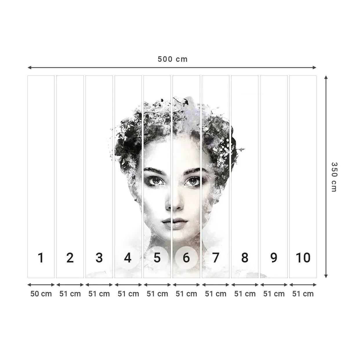 Fototapeta Samolepicí Deluxe Sticker - Velmi stylový portrét - ženská tvář, Žena, Abstrakce - 500x350 cm