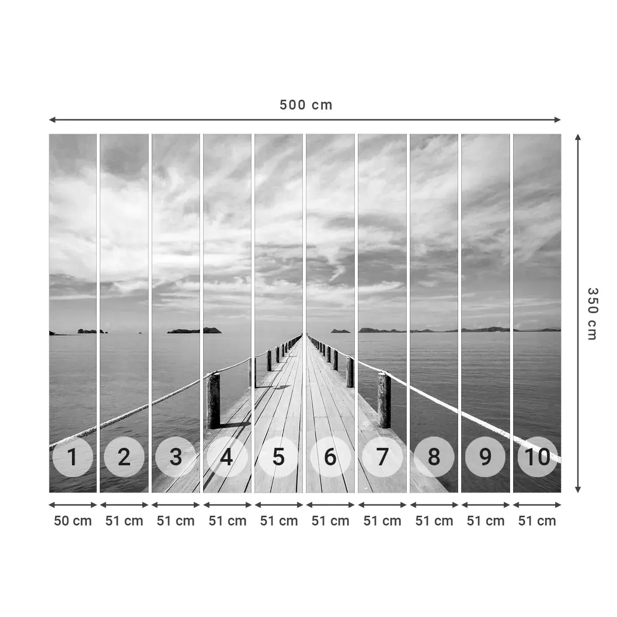 Selbstklebende Fototapete Deluxe Sticker - Oder vielleicht eine Reise ... - Landschaft, Meer, Holzbrücke - 500x350 cm