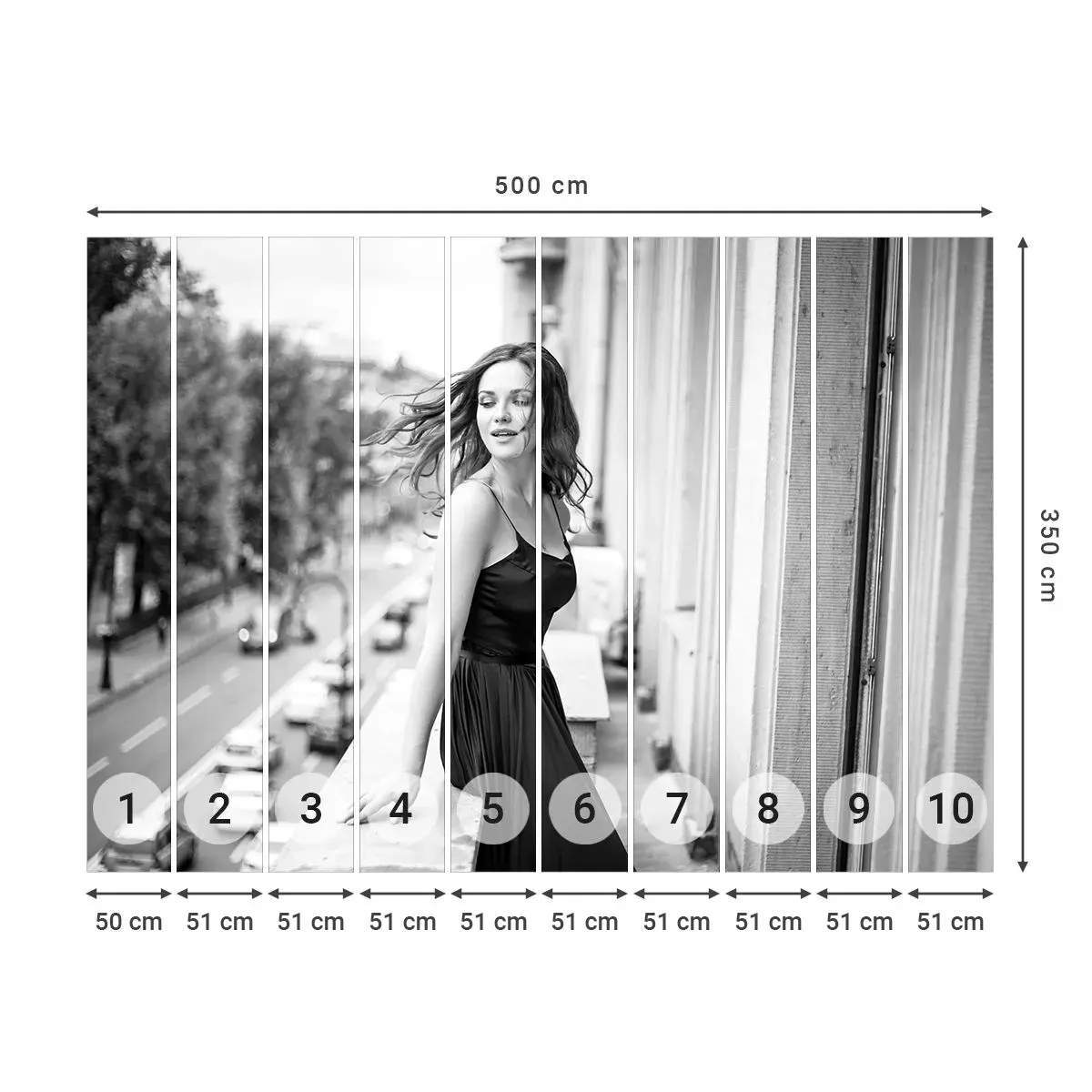 Tapet Autoadeziv Deluxe Sticker - Cu siguranță e o fată pariziană - Femeie, Oraș, Arhitectură - 500x350 cm