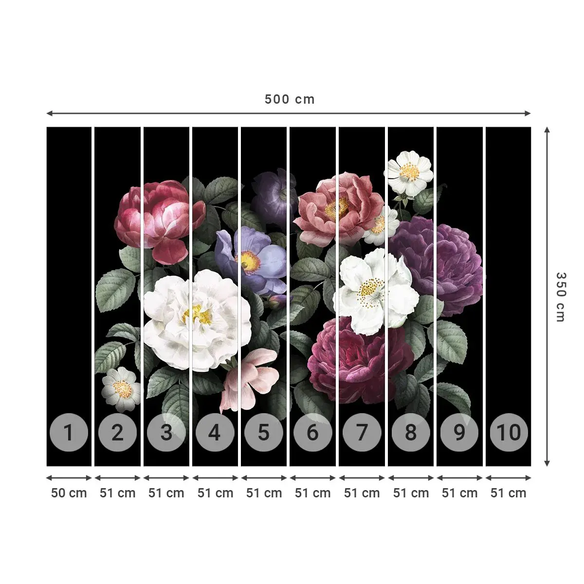 Papier Peint Autocollant Deluxe Sticker - D'un jardin anglais - Fleurs, Bouquet de fleurs, Arrangement de fleurs - 500x350 cm